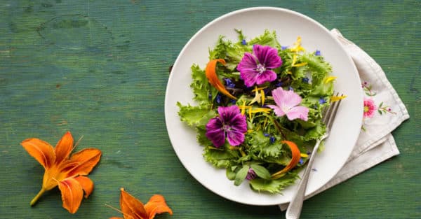 Assiette de fleurs à consommer