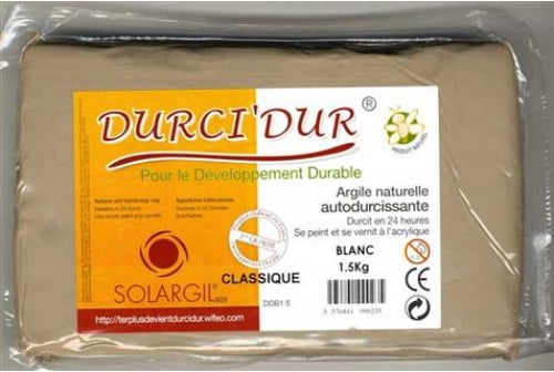Argile Durci'Dur auto-durcissante blanc ou rouge Solargil 1.5 kg
