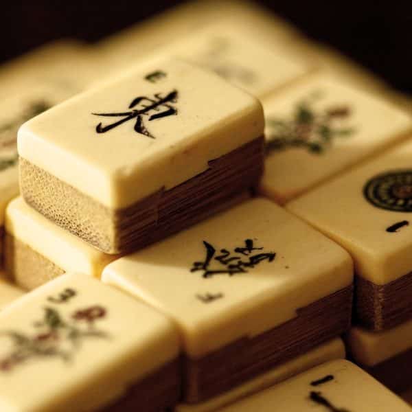 Tuiles en bambou de mahjong