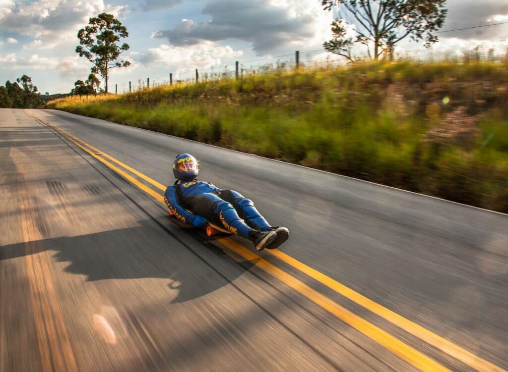 Record de vitesse en luge de rue