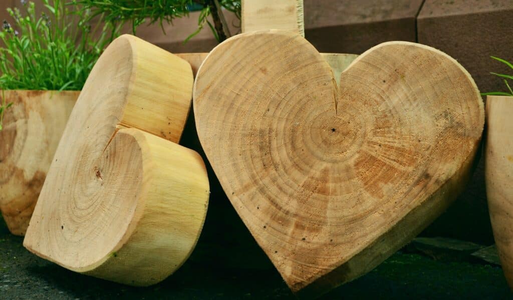 Cœurs sculptés en bois