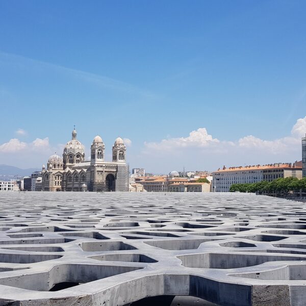 Cathédrale Sainte-Marie-Majeure dite La Major vue depuis le Mucem à Marseille