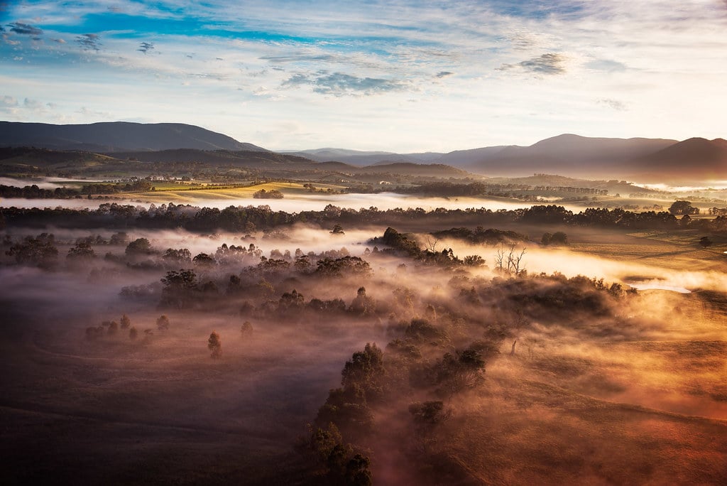Survol en ballon de la vallée Yarra Valley en Australie