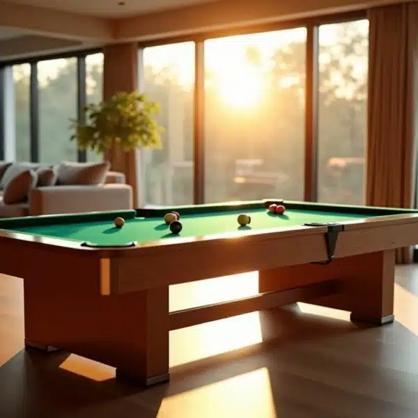 Table de billard vintage en bois massif avec finition patinée